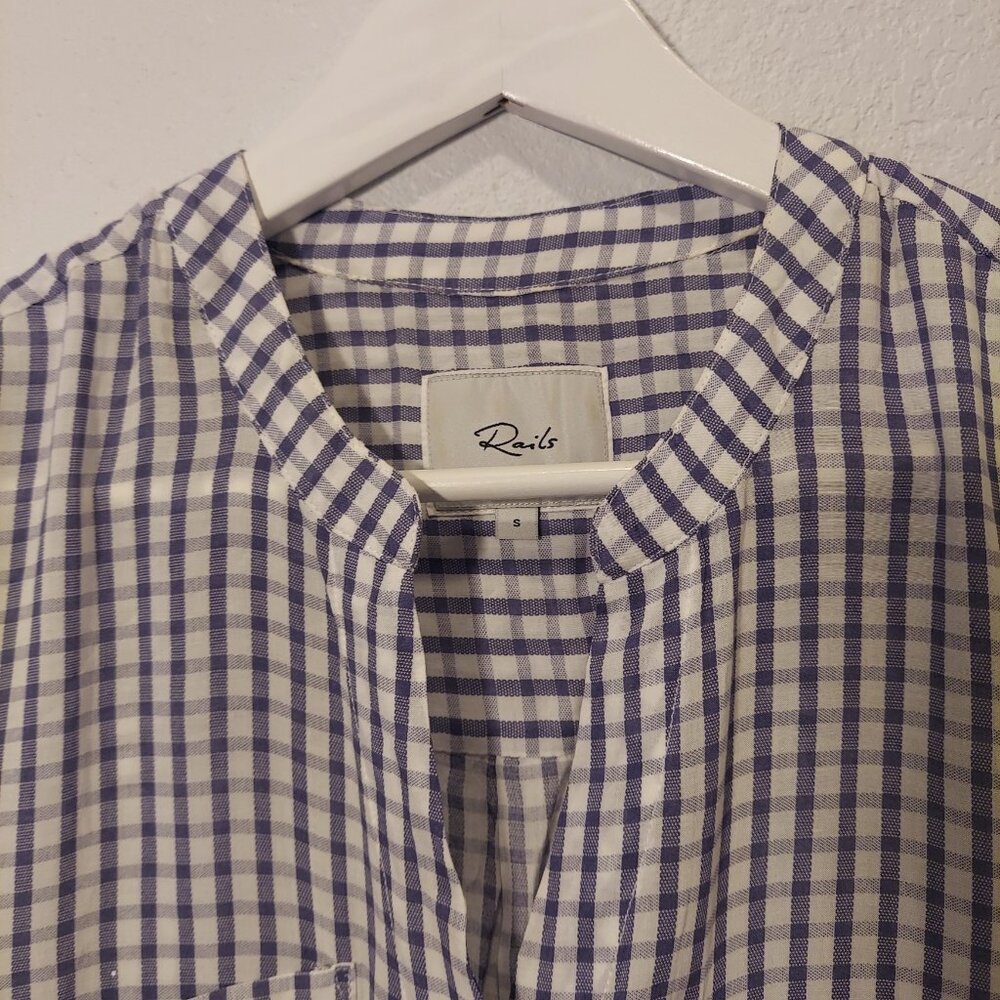 RAILS Blue & White Gingham Check Short Sleeve Button Down - Picture 6 of 10